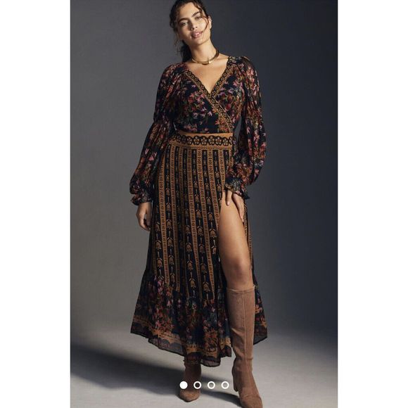 New Farm Rio for Anthropologie Side Slit Maxi Dress Size 2xs - Picture 1 of 8